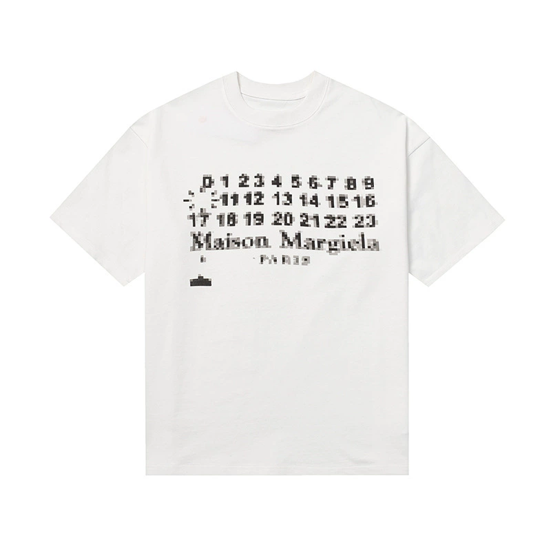 Maison Margiela 24SS коллекция MM6 цифровой узор круглый вырез мужской и женский модный бренд укороченный рукав футболка серия