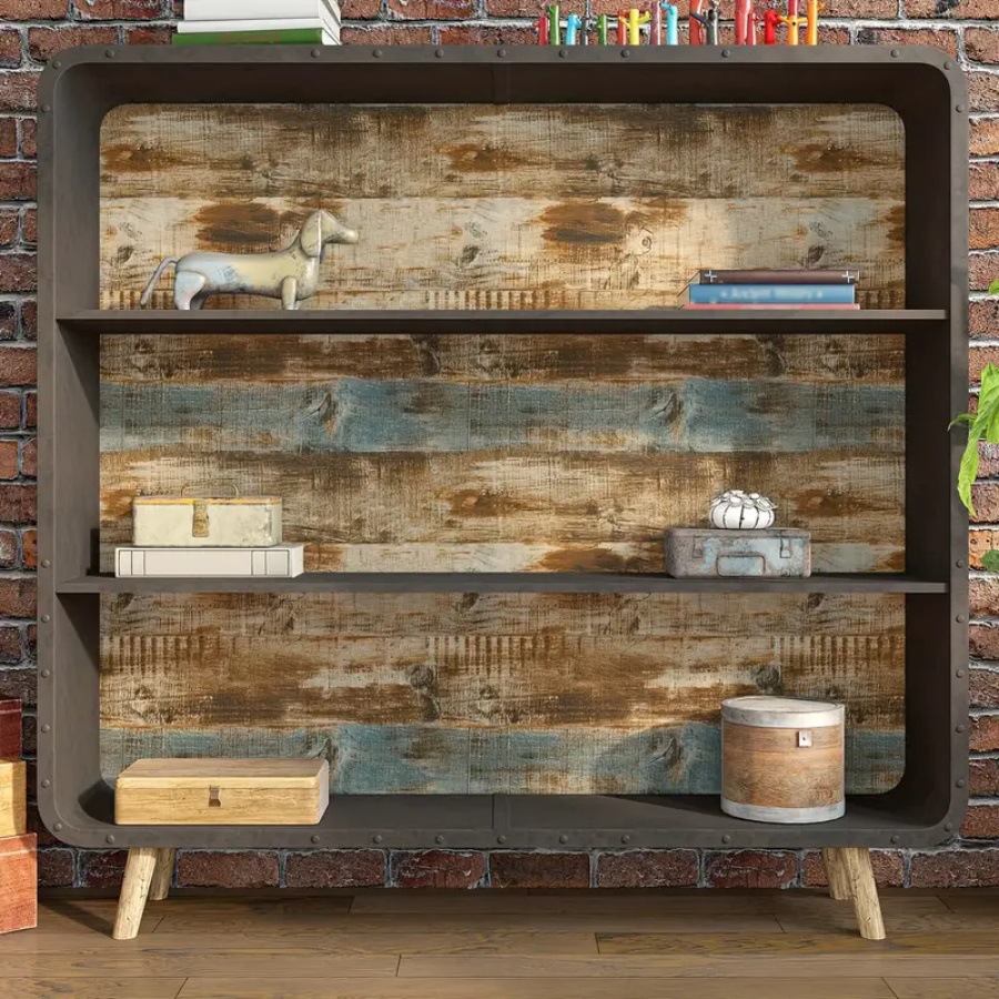 Factory wholesale new vintage wood grain stickers self-adhesive wallpaper decorative bedroom cabinet wholesale self-adhesive wallpaper