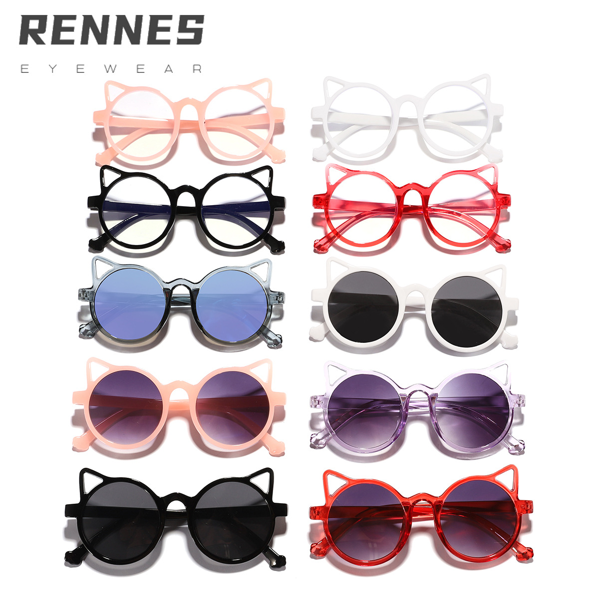 2021 moda lindo gato orejas gafas de sol protección UV bebé gafas de sol moda personalizada gafas de sol 61030