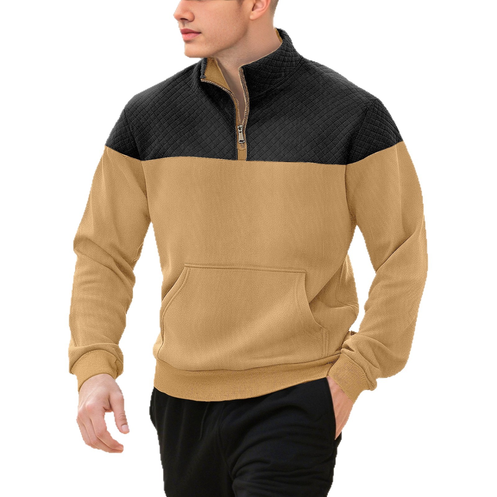 Explosiones transfronterizas de punto con cremallera simple 3D de manga larga polo de otoño de hombre grande polo de hombre