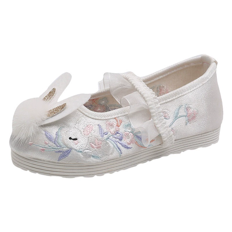 [Nap Rabbit] Детская обувь ханьфу в китайском стиле, обувь с вышивкой, Детская Тканевая обувь ручной работы, костюм, танцевальная обувь для девочек