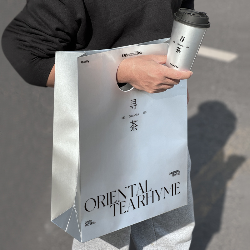 新中式银卡纸国风茶饮奶茶杯一次性纸杯咖啡杯子热饮外带打包