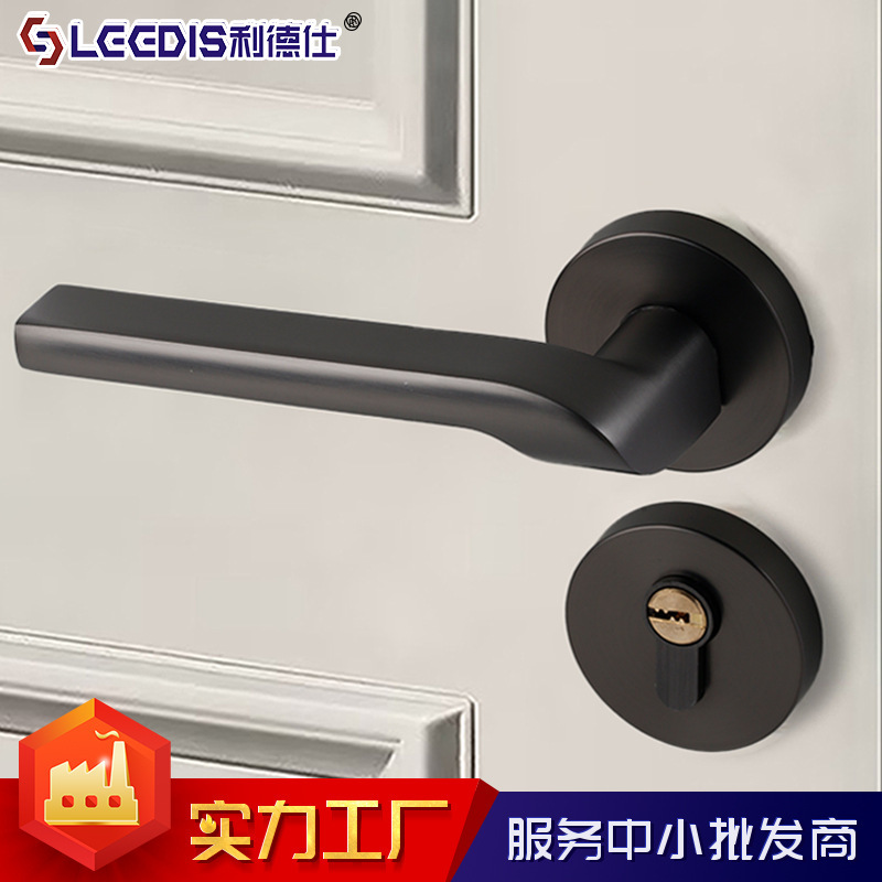 厂家直销灰黑色卧室门锁室内木门锁把手静音分体锁具现代房间门锁|undefined