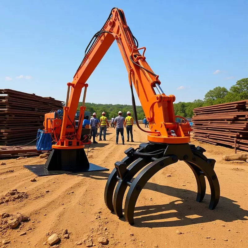 固定式抓木机挖掘机臂电动液压上料抓斗起重机可360度旋转 抓草机