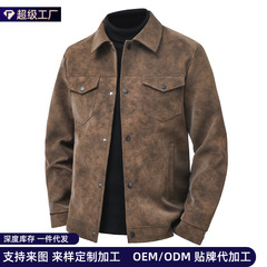 跨境批发新款皮衣男士潮流休闲外套潮牌复古美式PU皮衣翻领宽松
