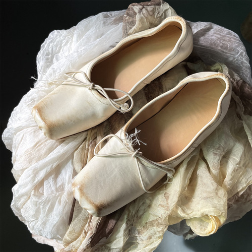  spring and summer bow pig nose women's shoes retro square toe flat strap single shoes fairy ballet shoes for women