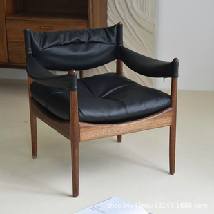 Nordic single sofa chair Danish hunting chair mid-century style living room solid wood leisure chair designer sofa single chair 3