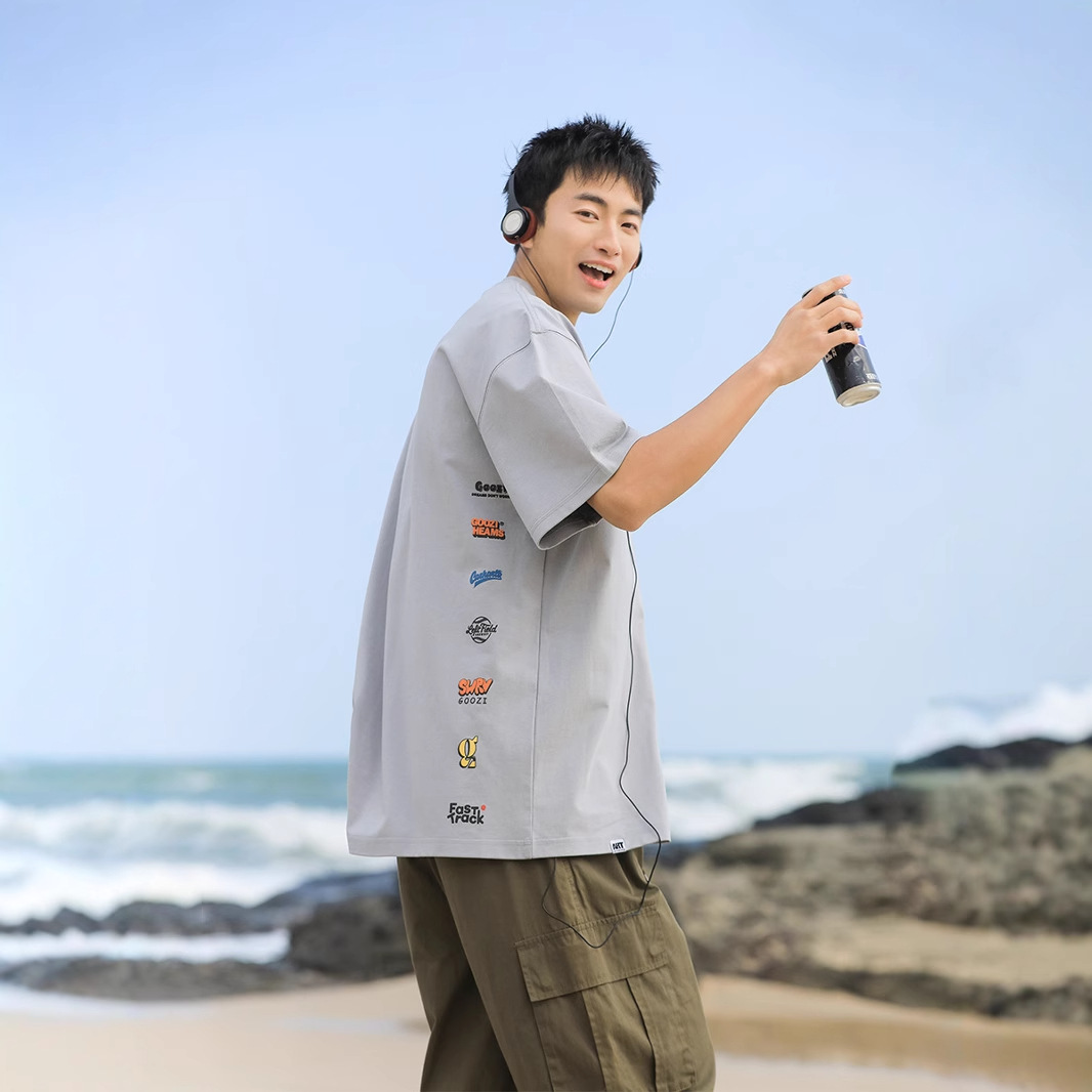 Factory direct supply 220g heavy printing Solona short sleeve men's 2025 summer Japanese quick-drying cool feeling half sleeve T-shirt