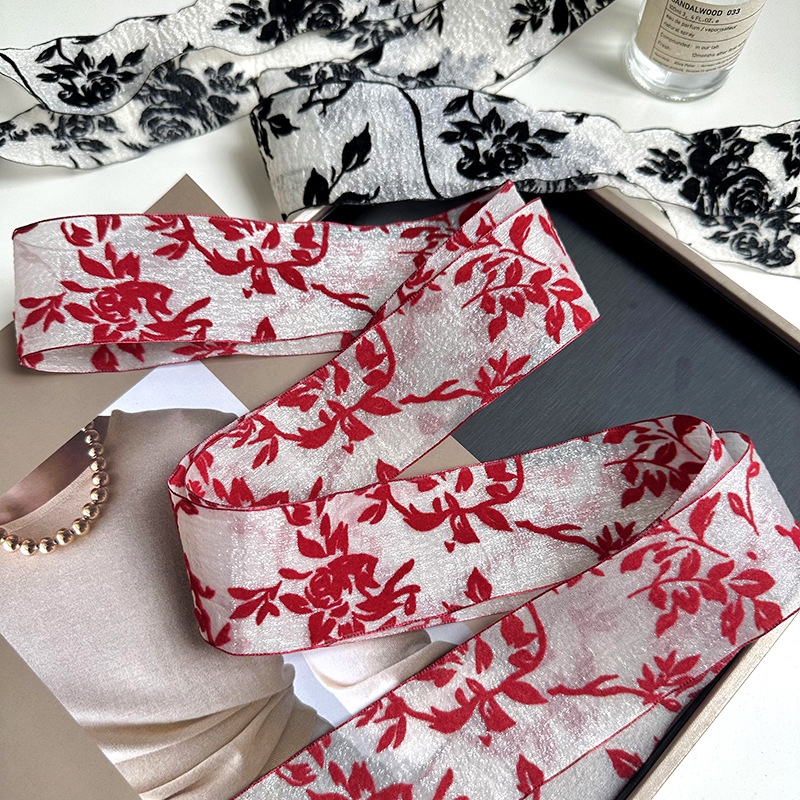 Vintage francés bufandas de encaje largo primavera y verano mujer decoración multifuncional toque de cabeza temperamento bufandas de correa de correa de correa de correa