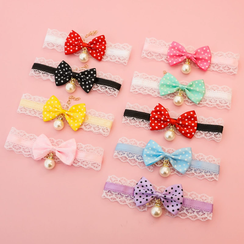 Специальные домашние животные ошейник котенок собачий кружевной шейный орнамент волновая точка бант тихий жемчуг милый суд