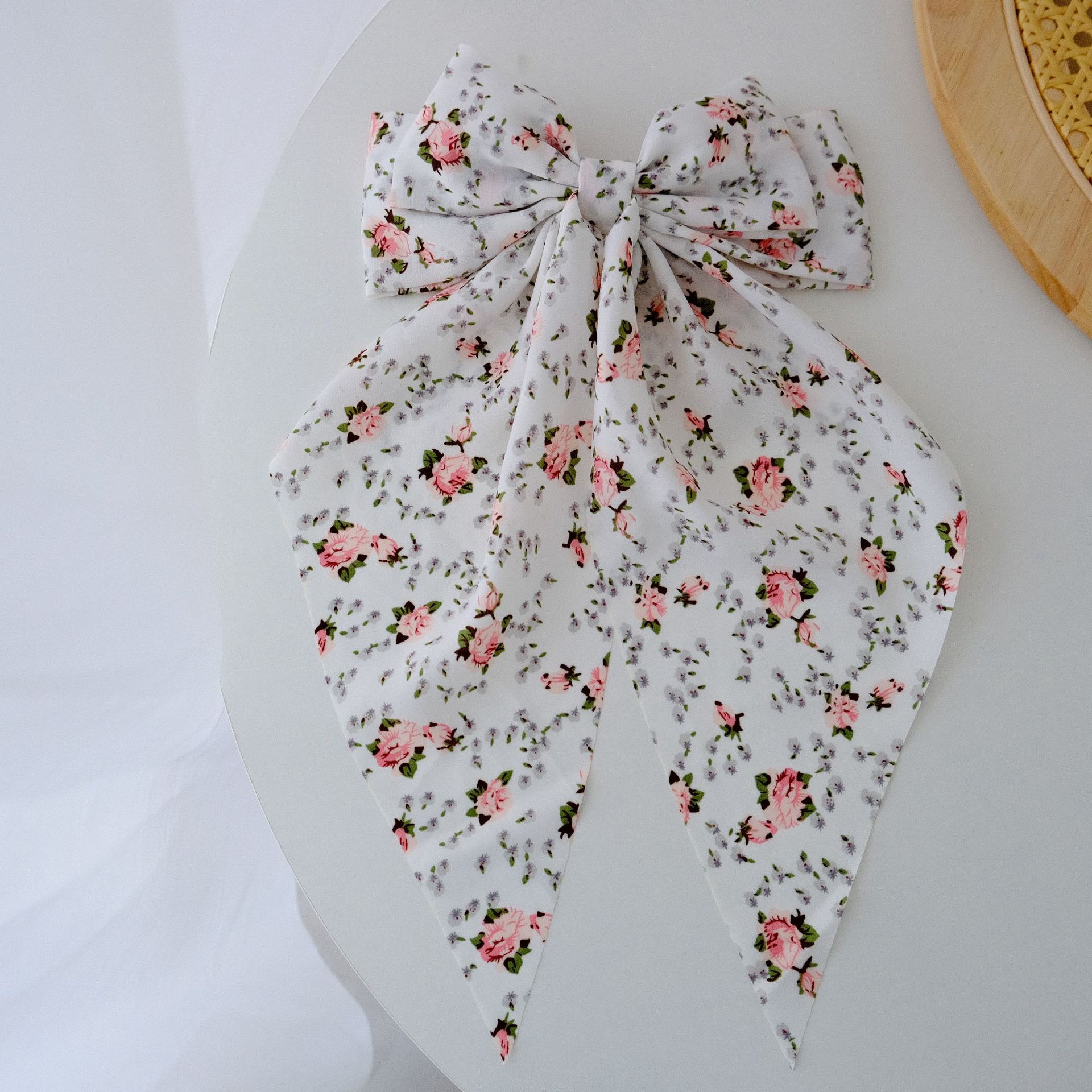 50g Weight Hair Claws Hair Accessories Type 1 Piece Quantity Holiday, Daily Occasion Bow Knot Pattern Women's Gender Floral Design Sweet, Pastoral Style Women's Sweet Pastoral Bow Knot Cloth Floral Hair Claws 15