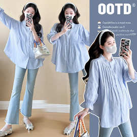 孕妇装春款新款小清新泡泡袖气质衬衫韩版宽松显瘦甜美时尚上衣