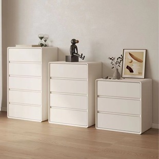 Cream Style White Chest of Drawers Bedroom Simple Modern Storage Cabinet Three Drawers Living Room Solid Wood Storage Cabinet Drawer Cabinet