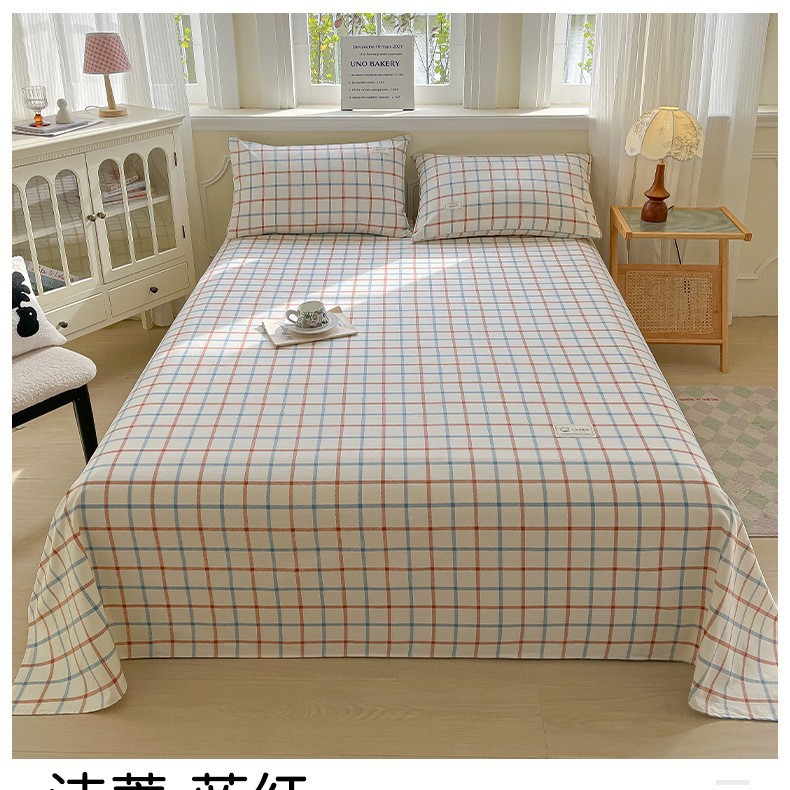 Verano 100 sábanas de tela gruesa vieja de algodón de una sola pieza de algodón algodón lino dormitorio estera edredón funda de almohada simple juego de tres piezas