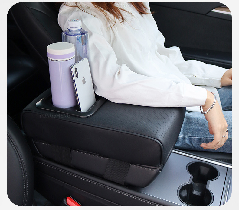 New Style Perforated Armrest Box Cover with Height-Increasing Pad, Multifunctional Storage Elbow Pad, Universal for All Seasons, Suitable for Cars