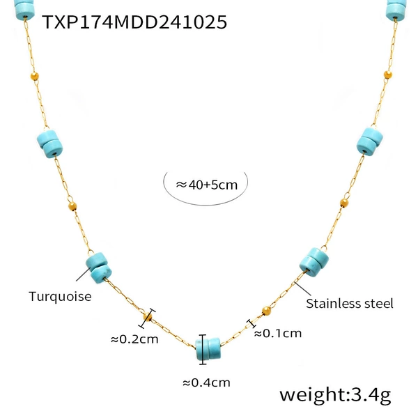 TXP174-Golden Blue Tropical Necklace