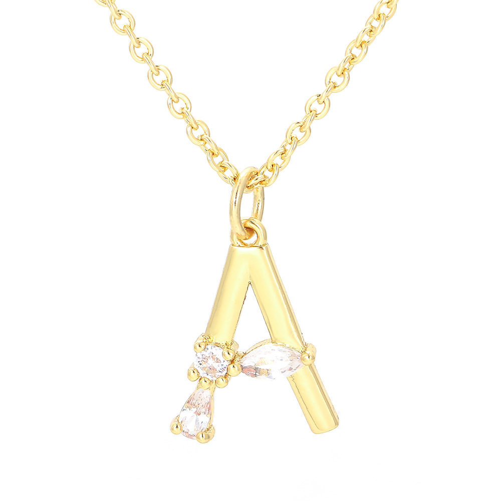 12g Weight Fashion Letter Copper Pendant Necklace Plating Inlay Zircon Copper Necklaces