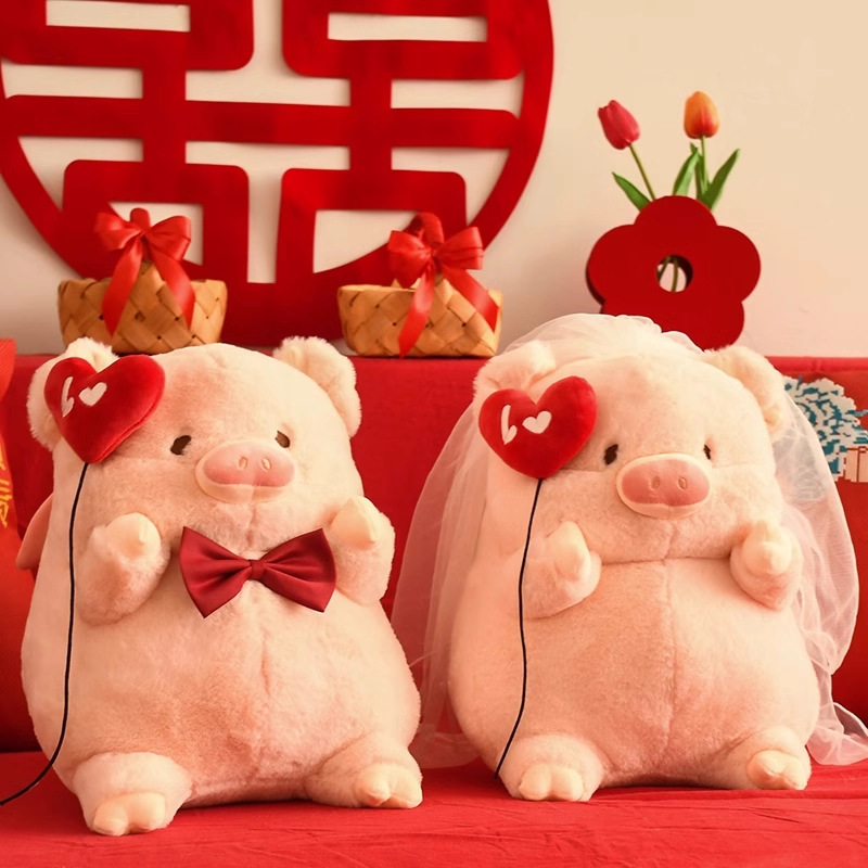 结婚压床娃娃一对中式婚庆喜娃公仔小熊抱枕婚礼婚房布置用品玩偶|undefined