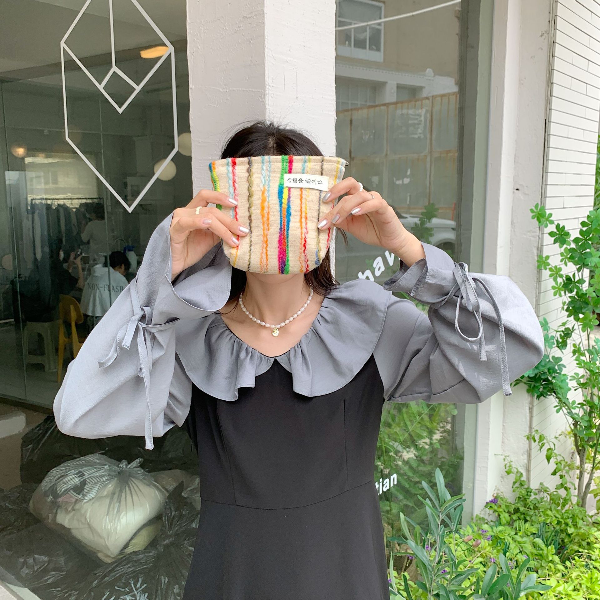 28131 InS-style color-blocking makeup bag, storage and organization bag for miscellaneous items, cute and easy to hold together, ladies' pocket money bag undefined
