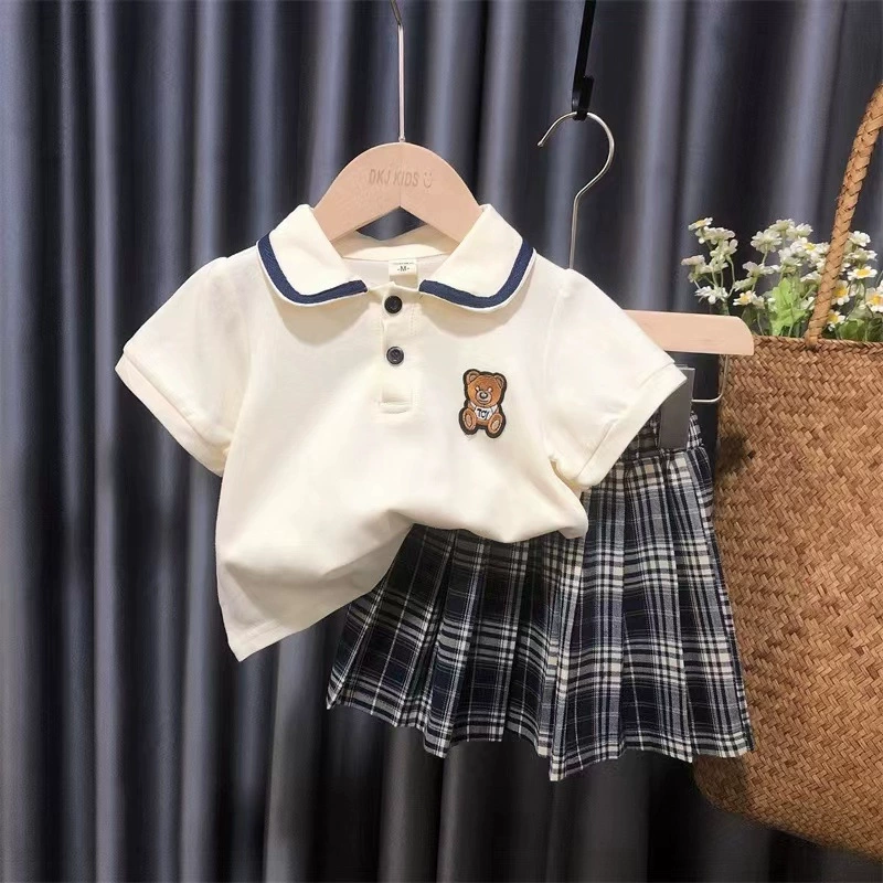 Комплект, школьная pleated skirt для ребенка, летняя одежда для девочек, западный стиль