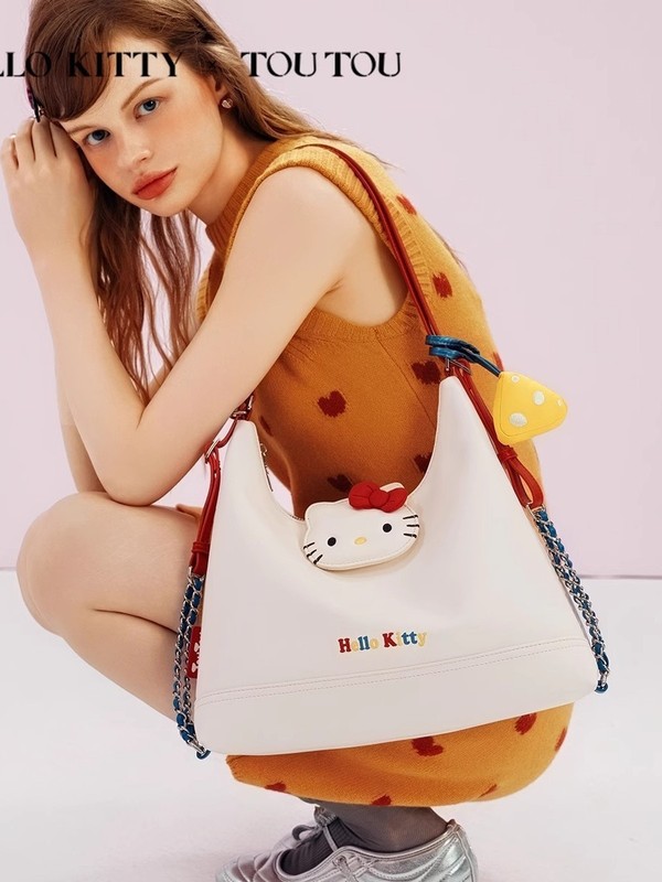 TOUTOUhelloKitty ハローキティ トートバッグ おしゃれ 大容量 かわいい バックパック シングルショルダー クロスボディ レディースバッグ|undefined