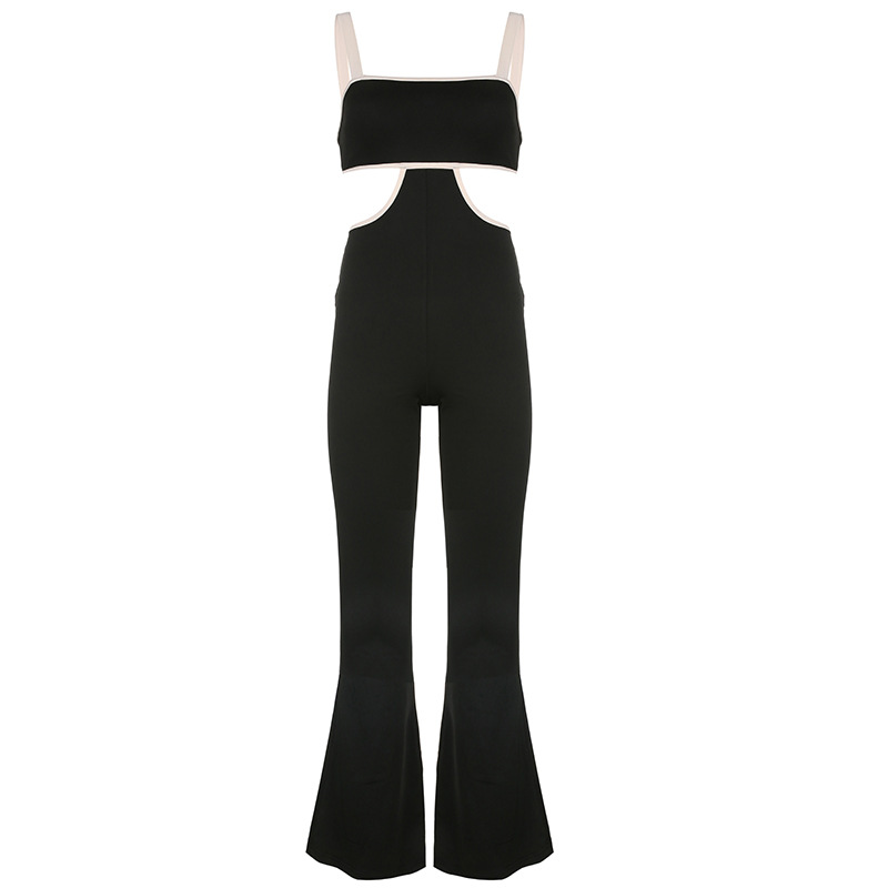 Solid Color Slim Tube Top Sling High-Waist Stitching Bootcut Jumpsuit NSKAJ109671