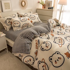 Milk velvet four-piece set, thickened, warm, fresh, autumn and winter, high weight baby velvet, French velvet wholesale