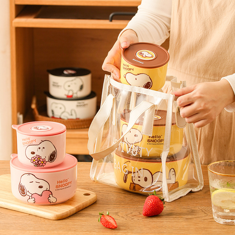 Auténtico Tazón de Conservación Snoopy, Bonito Tazón de Cerámica para Microondas de 6 Pulgadas, Lonchera de Cerámica al por Mayor