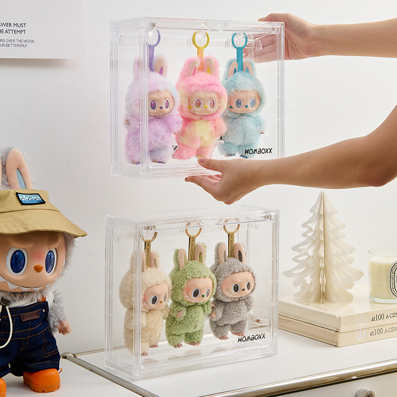Labubu Pendant Storage Box Dust-Proof Transparent Display Box Can Be Stacked with Labubu Vinyl Plush Doll Display Stand