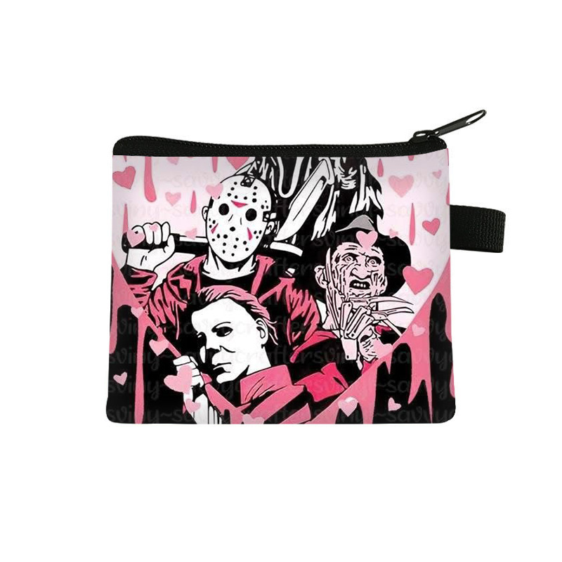 New cross-border Halloween short polyester wallet, simple design with anime print, coin and card holder, hot-selling