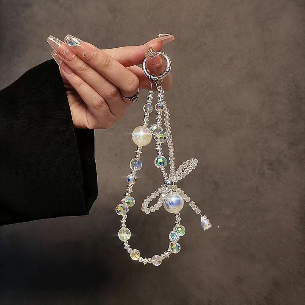 Pulsera cadena de teléfono móvil de pvc nuevo colgante de lazo de cristal de verano estilo japonés y coreano cordón de caja de teléfono móvil estilo muñeca al por mayor