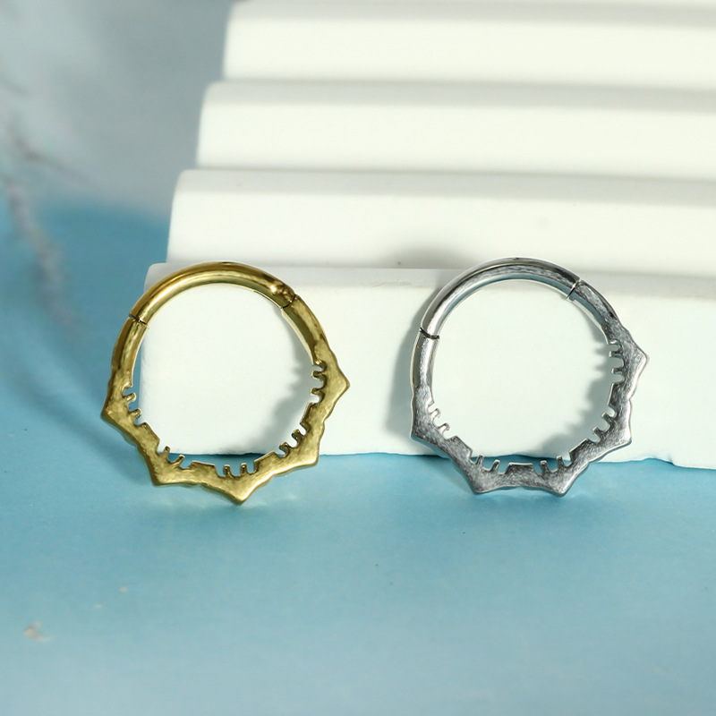 G23 Titanium Flower Water Drop Chain Nose Ring 16G Internally Threaded Body Piercing Jewelry for Women Men detail image 7