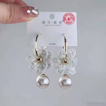 麗銀飾品2022超仙花朵誇張耳圈耳環女韓國時尚高級感春夏耳飾銀針