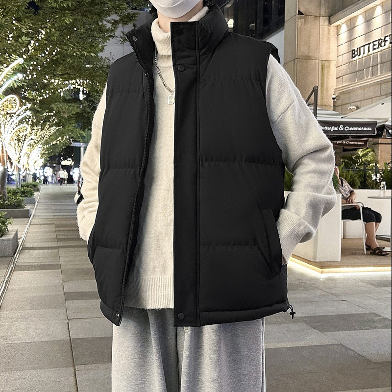 M - 8XL marca de moda chaleco de algodón de plumón hombre americano otoño invierno chaleco de hombro de gran tamaño grueso abrigo de cuello caliente