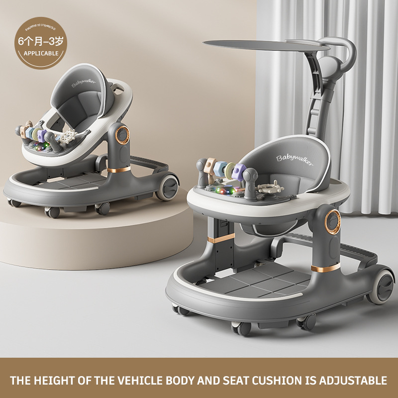 Foreign Trade New Model Multifunctional Anti-Tip Four-In-One Baby Walker for 6-18 Months Old Baby Hand Push Folding Walker