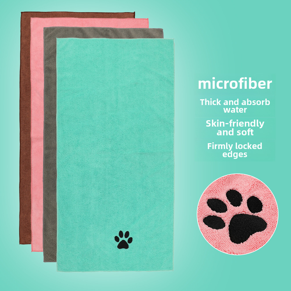 Factory Microfiber Pet Embroidered Towel Dog Bath Towel Absorbent Soft Cat Towel for Dogs