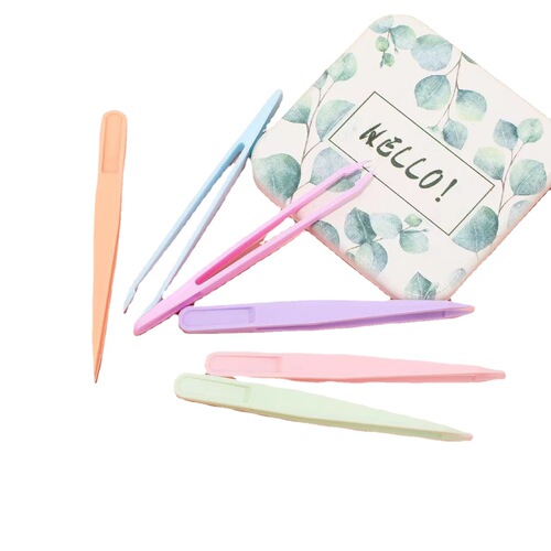 Macaron handbook colorful Guka tweezers, handmade diy nail art stickers, small plastic pointed mochi tweezers
