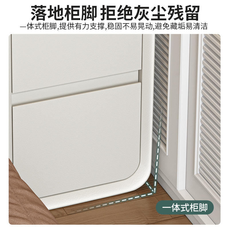 Mesita de noche estrecha de almacenamiento de noche pequeño Gabinete dormitorio crema Estilo madera maciza cajón doble gabinete lateral pequeño Gabinete hueco