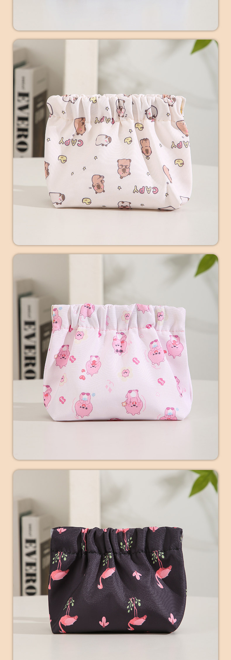 Animal, Flower Pattern Cute Simple Style Animal Flower Oxford Cloth Storage Bag Makeup Organizers