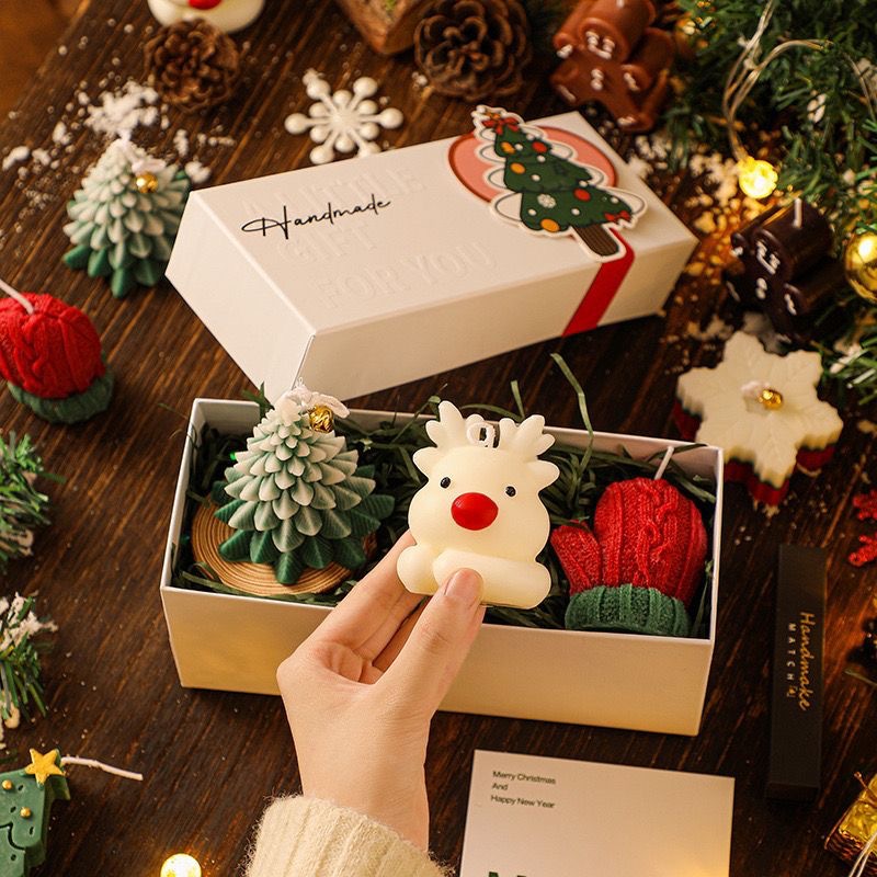 christmas festival high-grade handmade christmas tree deer shape aromatherapy candle gift box suit hand gift good-looking