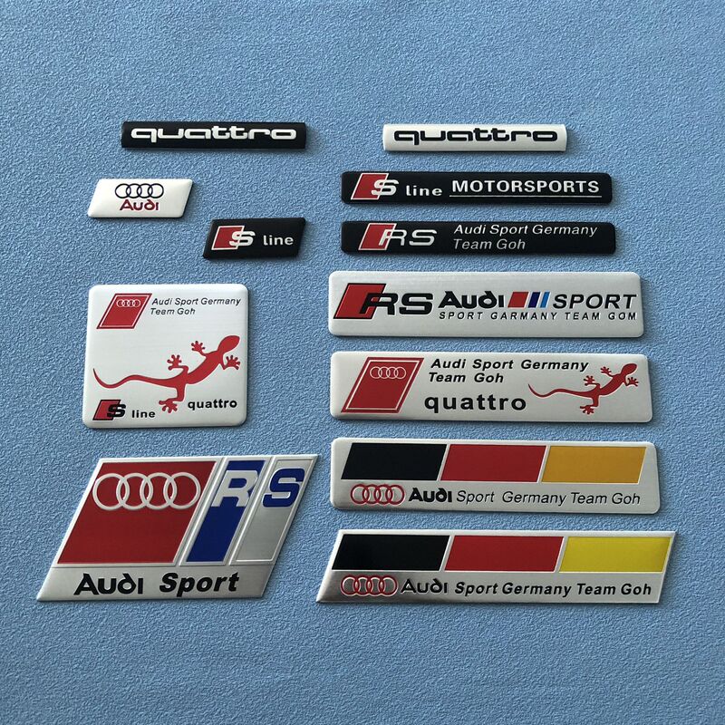 Suitable for Audi A3A4L A6L Q2Q5LQ7 modified sline car logo RS metal car sticker aluminum logo side tail logo Suitable for Audi A3A4L A6L Q2Q5LQ7 modified sline car logo RS metal car sticker aluminum logo side tail logo