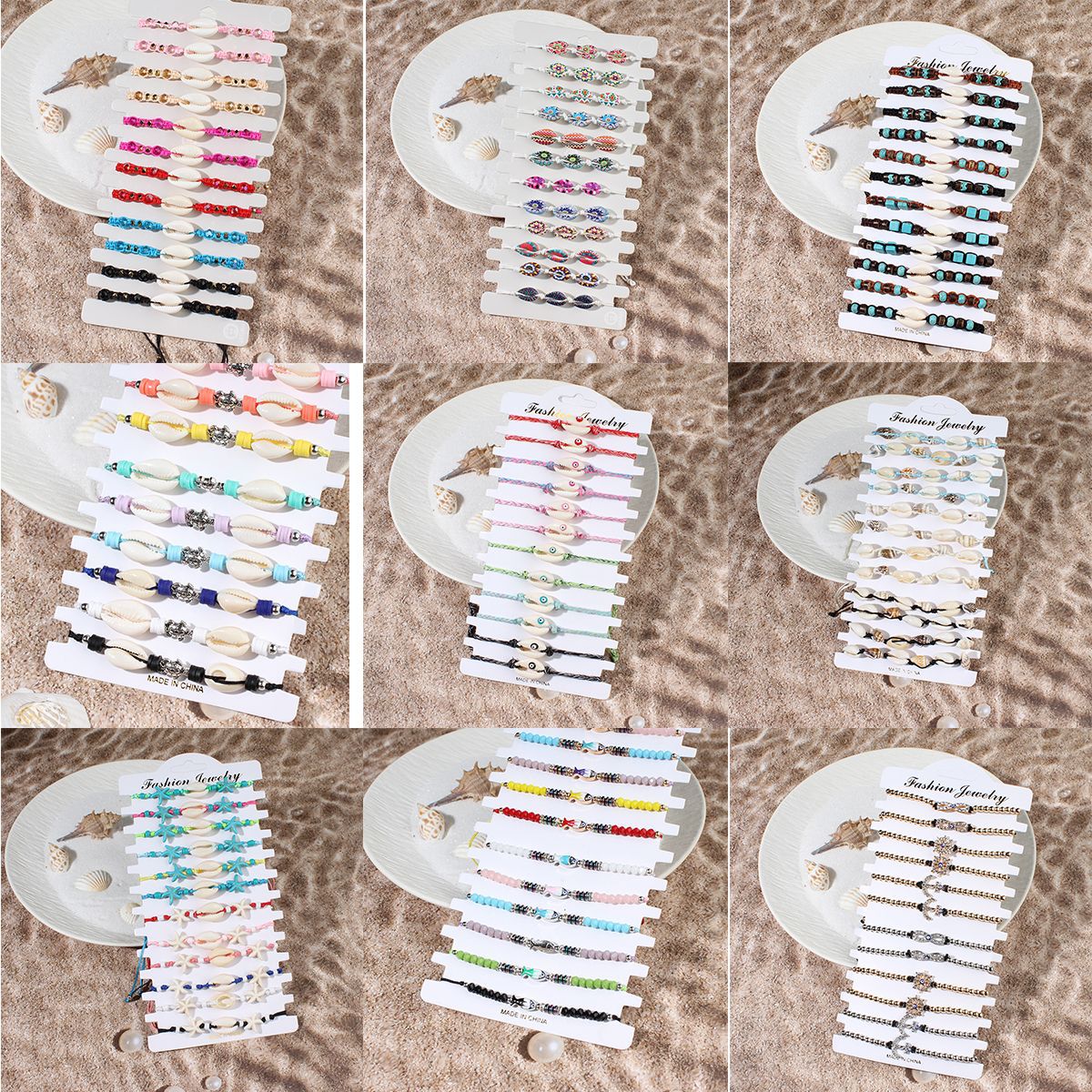 50g Weight Bracelets Classification Beaded, rope Chain Material Beaded Chain Chain Type 1 Set Quantity Casual, Beach Occasion turquoise, rope, Shell Material Geometric, Starfish, Eye Pattern Spring&Summer Season Unisex Gender Vacation Style Vacation Geometric Starfish Eye Turquoise Rope Shell Beaded Chain Beaded Bracelets Wholesale 无