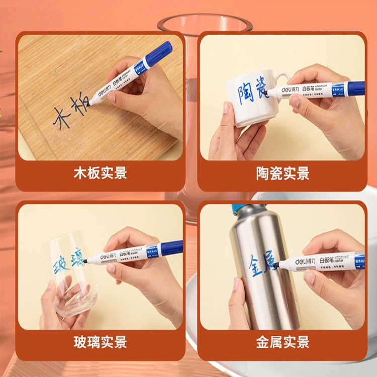 Deli 6817 Whiteboard Pen Water-Based Erasable Whiteboard Pen Display Board Pen Whiteboard Book 10 Boxes Easy to Wipe