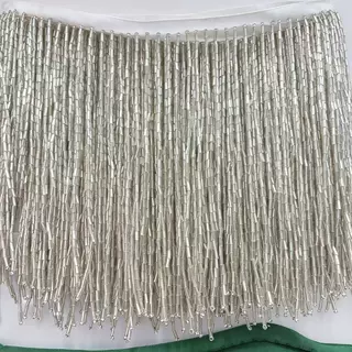 15cm水晶珠管流苏织带花边重工手工钉珠礼服婚纱服装辅料diy现货