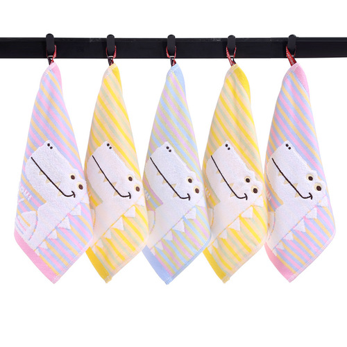 100% cotton jacquard card dinosaur through kindergarten children's square towel pure cotton baby infant small square towel wholesale 