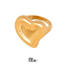 巴洛克创意爱心对戒钛钢18k金不掉色小众设计戒指个性气质指环女