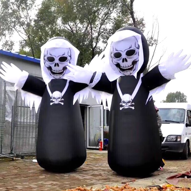Decoración infláble de Halloween modelo de aire Chen luminoso calabaza gato de arco fantasma payaso pirata mano fantasma