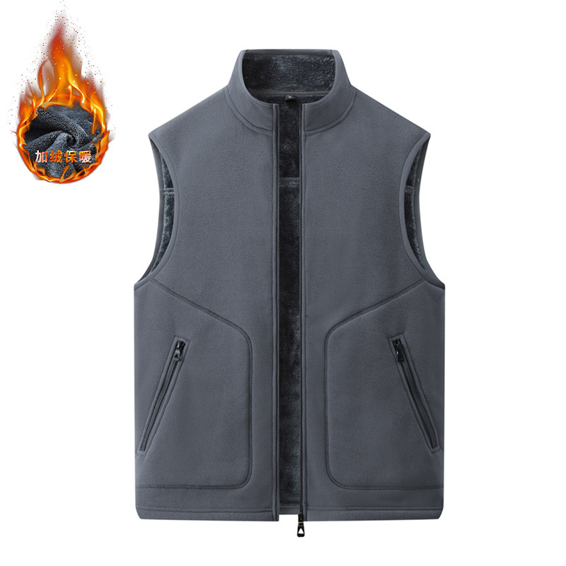 Cross-Border Spring and Autumn Season Men's Fleece Vest, Warm Inner Lamb Wool Sleeveless Double-Sided Fleece Vest Jacket