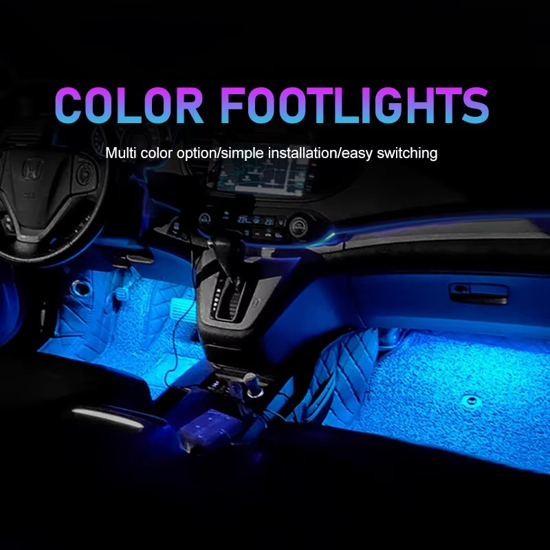 Cross-Border Popular Car Single-Color Footwell Ambient Light USB Decorative Footwell Light Car Seat Led Ambient Light
