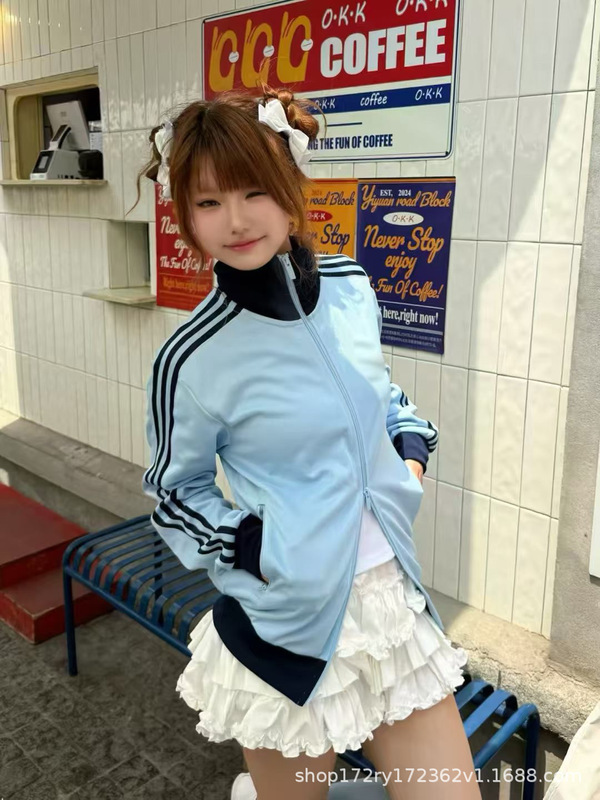 2025春季网红经典男女三叶刺绣运动外套立领开衫休闲卫衣2521|undefined